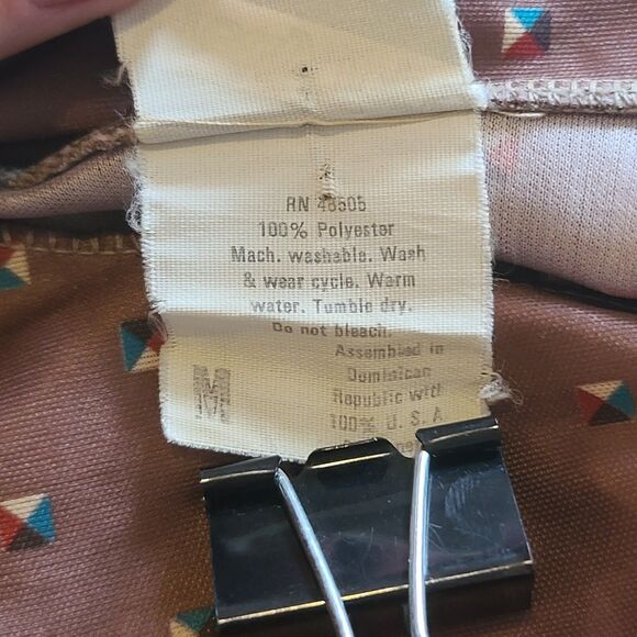 Vintage 70's Pretty Tops Womens Brown Geometric Button Polo Blouse Medium - Picture 4 of 9